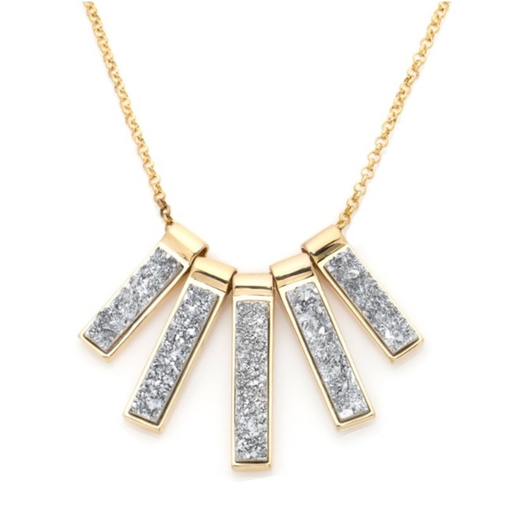Designer silver titanium Druzy gold necklace